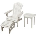 W Unlimited Adirondack Chair Bristro Set with Ottoman, White SW1912WT-CHOTET